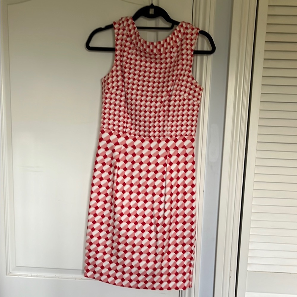 Red and White Sleeveless Dress